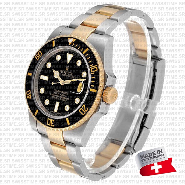 Rolex Submariner 2tone Black Diamonds Ceramic