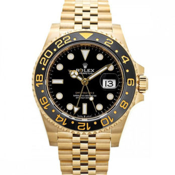 Rolex Gmt-master Ii Jubilee 18k Yellow Gold Black Dial Ceramic Bezel 40mm Swiss Made Replica Superclone Watch Ref.126718grnr