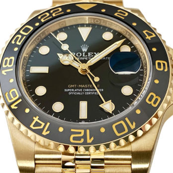 Rolex Gmt-master Ii Jubilee 18k Yellow Gold Black Dial Ceramic Bezel 40mm Swiss Made Replica Superclone Watch Ref.126718grnr