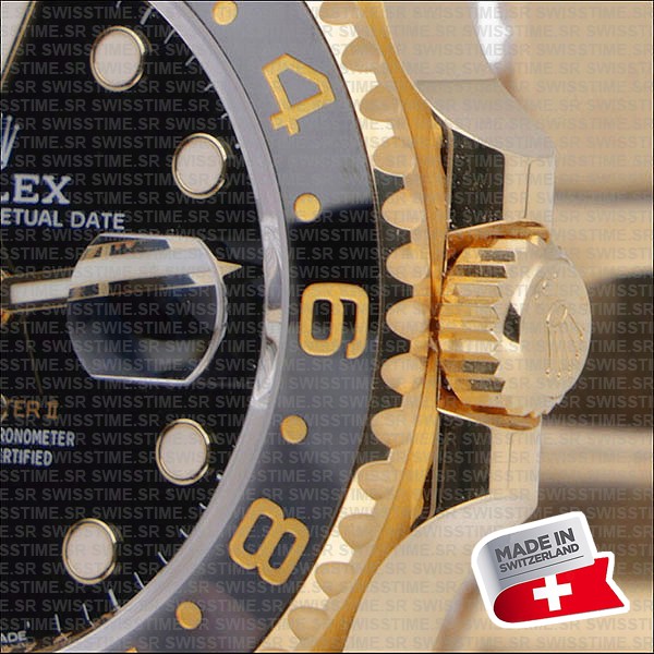 Rolex Gmt-master Ii Jubilee 18k Yellow Gold Black Dial Ceramic Bezel 40mm Swiss Made Replica Superclone Watch Ref.126718grnr