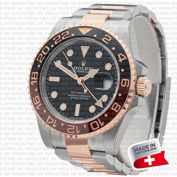 Rolex Gmt-master Ii 18k Rose Gold 2-tone Brown/black Ceramic Bezel 40mm