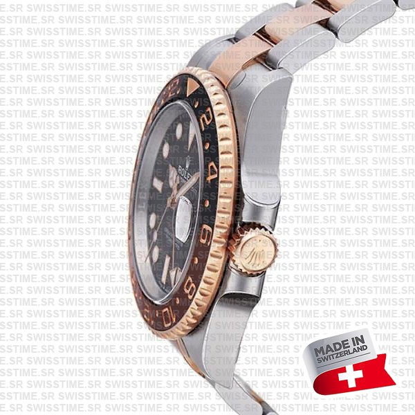Rolex Gmt-master Ii 18k Rose Gold 2-tone Brown/black Ceramic Bezel 40mm