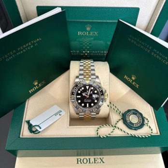 Rolex Gmt-master Ii Jubilee 2tone 18k Yellow Gold/904l Steel Black Dial Ceramic Bezel 40mm Swiss Made Replica Watch Ref.126713grnr
