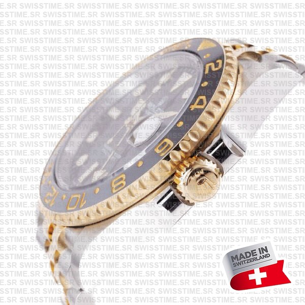 Rolex Gmt-master Ii Jubilee 2tone 18k Yellow Gold/904l Steel Black Dial Ceramic Bezel 40mm Swiss Made Replica Watch Ref.126713grnr