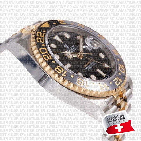 Rolex Gmt-master Ii Jubilee 2tone 18k Yellow Gold/904l Steel Black Dial Ceramic Bezel 40mm Swiss Made Replica Watch Ref.126713grnr