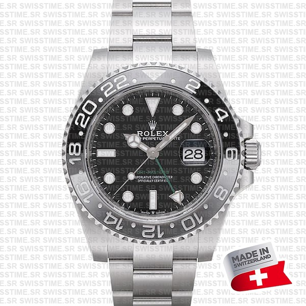 Rolex Gmt-master Ii Black/grey Ceramic Bezel 904l Steel Oyster Bracelet 40mm 126710grnr Swiss Made Replica Super Clone