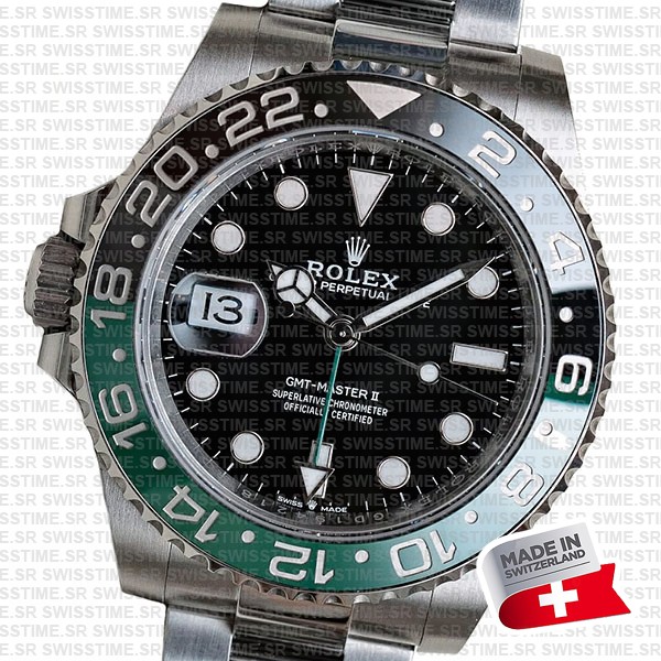 Rolex Gmt Master Ii Left Hand Green Black 126720vtnr Swiss Replica