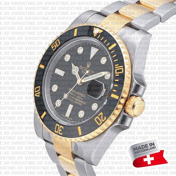 Rolex Submariner 2tone Black Diamonds Ceramic