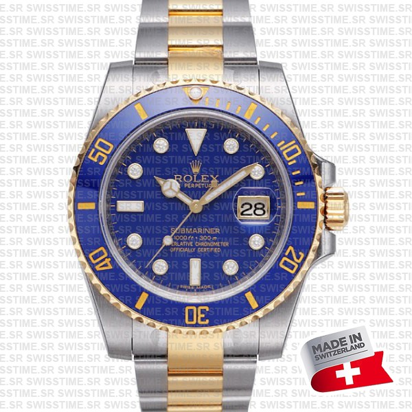 Rolex Submariner 2tone Blue Diamonds Ceramic
