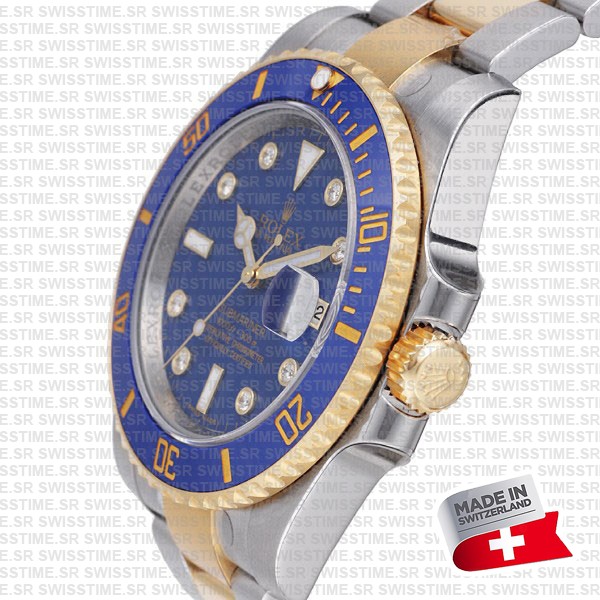 Rolex Submariner 2tone Blue Diamonds Ceramic