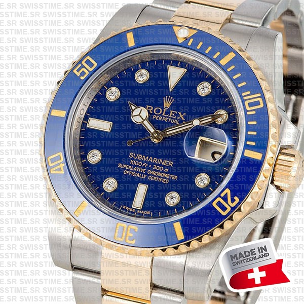Rolex Submariner 2tone Blue Diamonds Ceramic