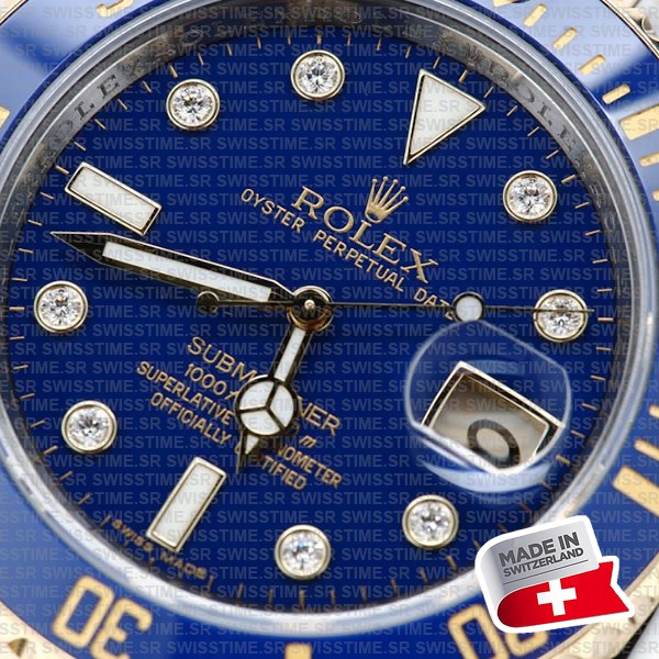 Rolex Submariner 2tone Blue Diamonds Ceramic