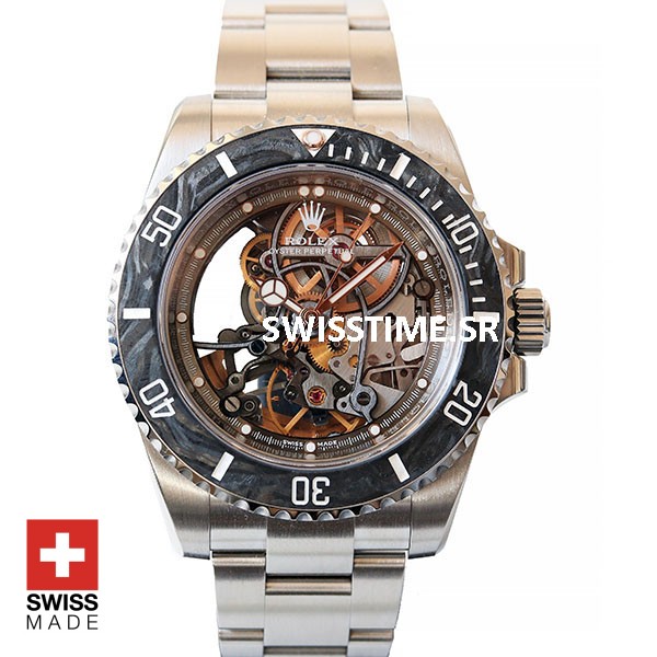 Rolex Submariner Skeleton Dial Carbon Bezel | Swisstime Watch