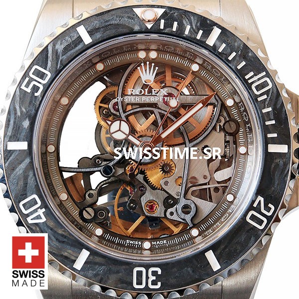 Rolex Submariner Skeleton Dial Carbon Bezel | Swisstime Watch