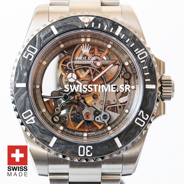 Rolex Submariner Skeleton Dial Carbon Bezel | Swisstime Watch