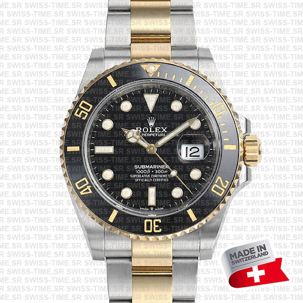 rolex submariner 2tone black swiss replica