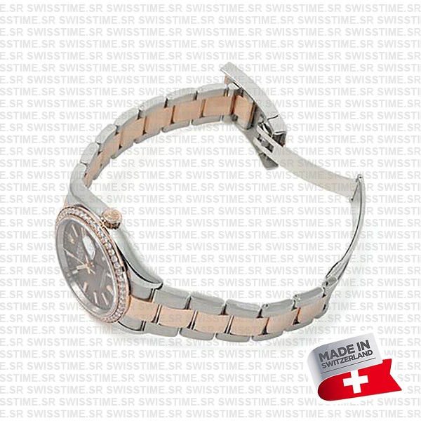 Rolex Datejust 36mm Brown Dial Diamond Bezel 18k Rose Gold 2-tone Oyster Ref.126281rbr Swiss Replica Superclone