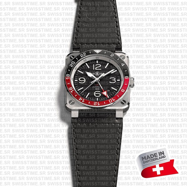Bell & Ross Br03-93 Gmt Black And Red Bezel Steel Swiss Replica
