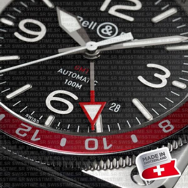 Bell & Ross Br03-93 Gmt Black And Red Bezel Steel Swiss Replica