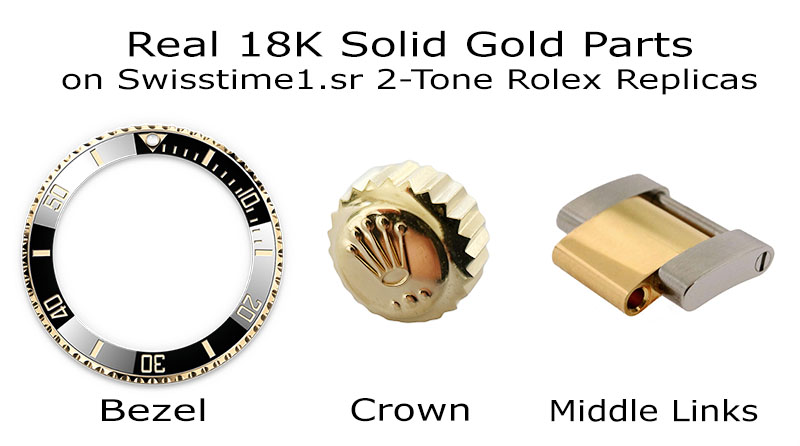 2-tone 18k Solid Gold