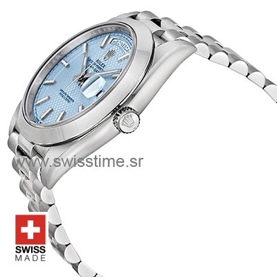 Rolex Day-Date 40 Platinum Ice Blue Dial | Swisstime Replica