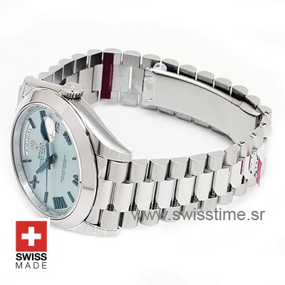 Rolex Day Date 40 Platinum Ice Blue Dial | Swiss Replica Watch