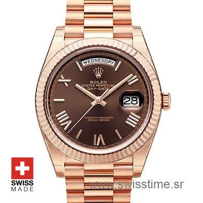 Rolex Day-Date 40 Rose Gold Chocolate Dial | Replica Watch