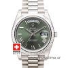 Rolex Day-Date 40 White Gold Olive Green Dial | Swisstime