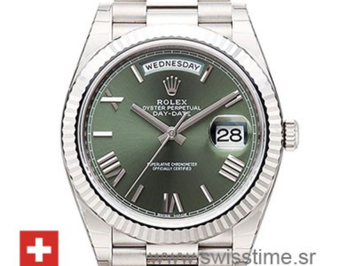 rolex day date 40 white gold green dial