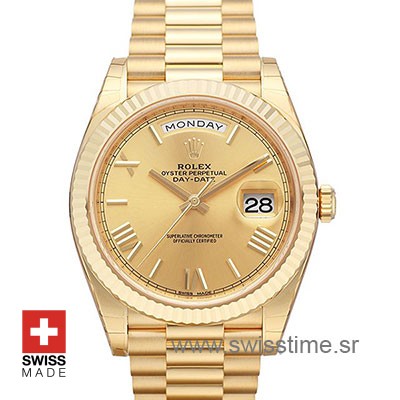 Rolex Day Date 40 Yellow Gold | Gold Dial Swiss Replica Watch