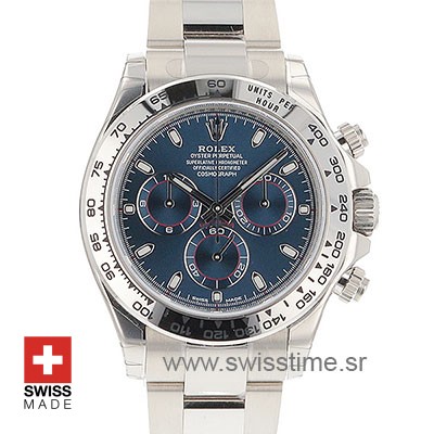 Rolex Daytona White Gold Blue Dial | Swisstime Replica Watch