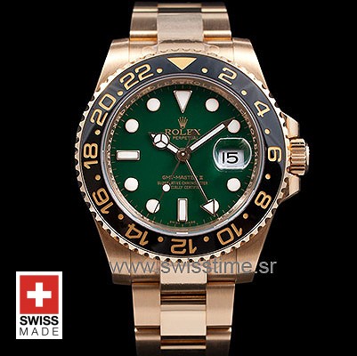Rolex GMT Master II Yellow Gold Green Dial | Swisstime Watch