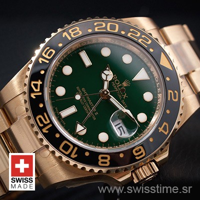 Rolex GMT Master II Yellow Gold Green Dial | Swisstime Watch