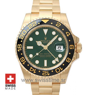 Rolex GMT Master II Yellow Gold Green Dial | Swisstime Watch