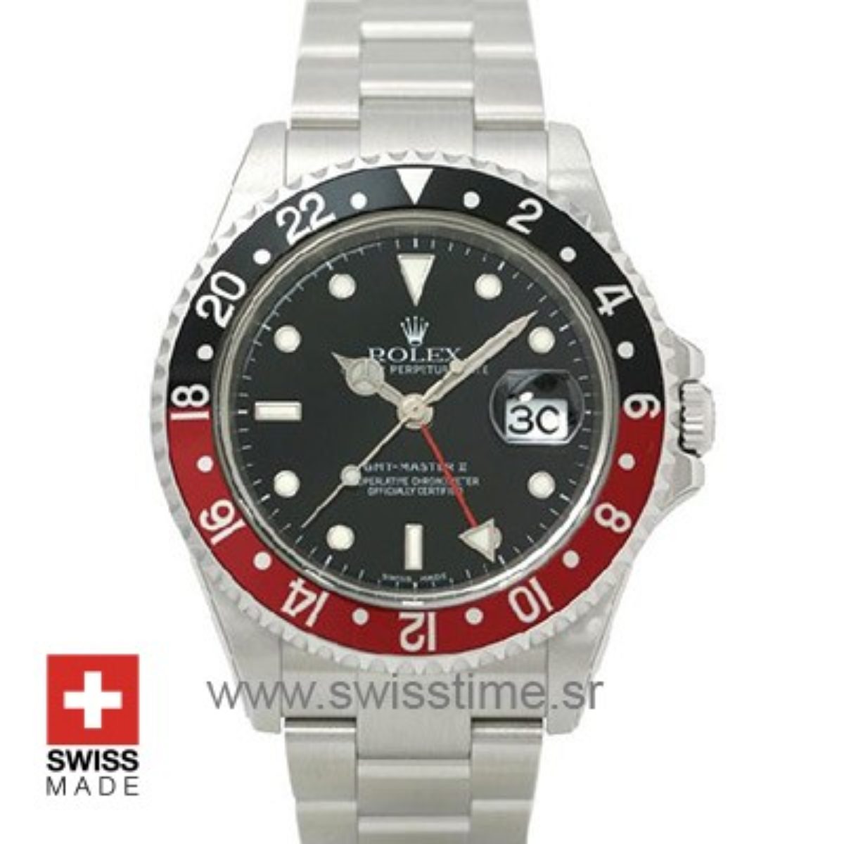 Rolex GMT Master II Red Black Bezel Swisstime Replica Watch