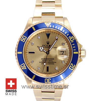 Rolex Submariner Gold Diamond | Luxury Swiss Replica Watch