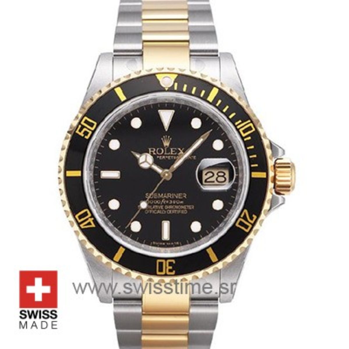 Rolex Submariner 2 Tone Black Dial Swisstime Replica Watch