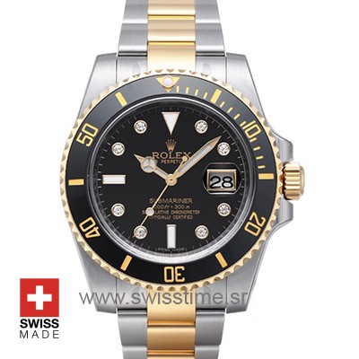 Rolex Submariner 2 Tone Black Dial Diamond | Swisstime Watch