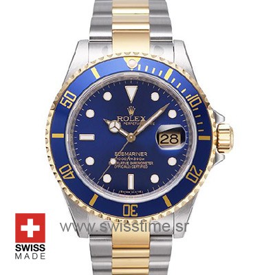 Rolex Submariner 2 Tone Blue Dial | 18k Gold Replica Watch