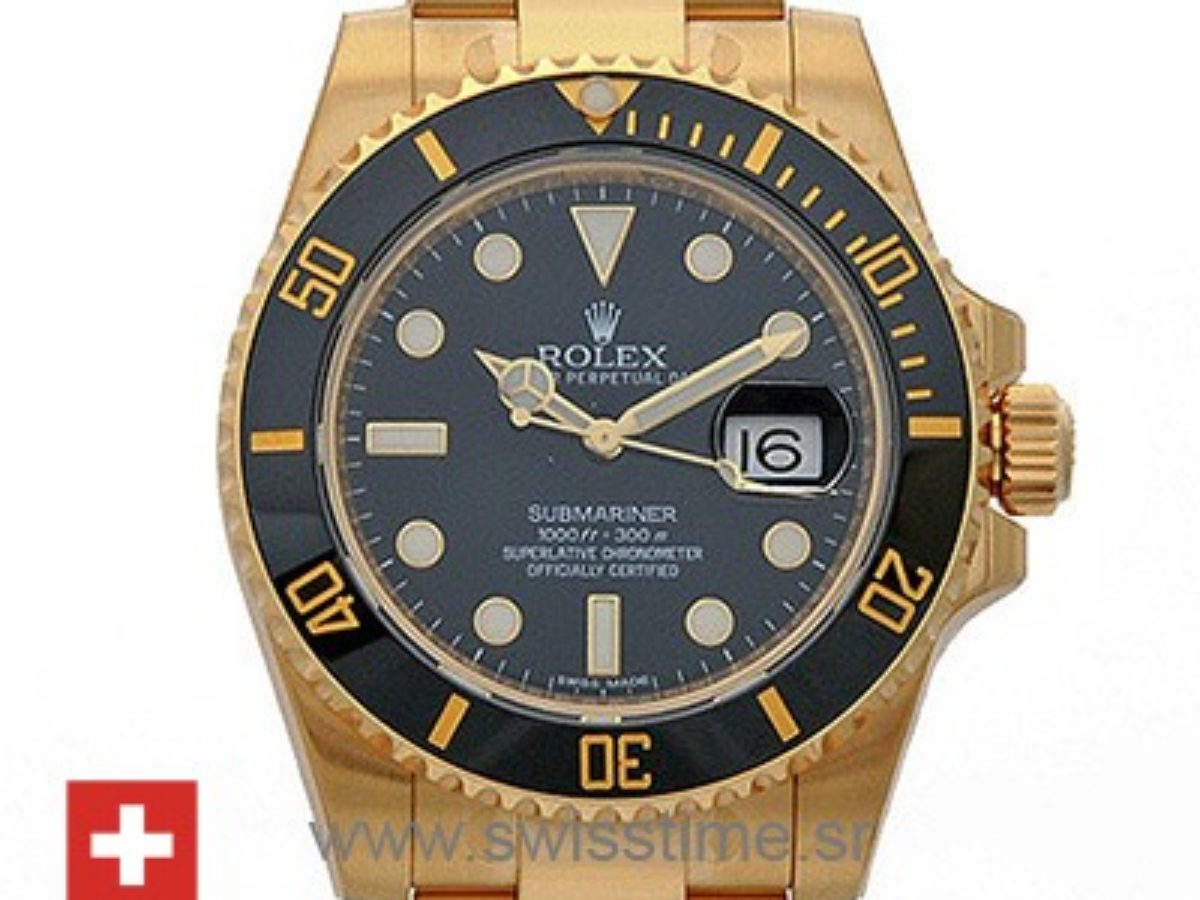 Rolex Submariner Gold Black Dial 40mm 