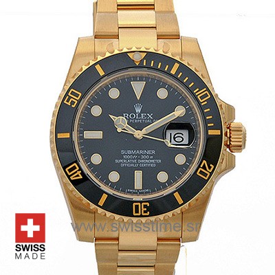 Rolex Submariner Gold Black Dial 40mm | Luxury Replica Watch