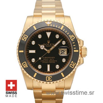 Rolex Submariner Gold Black Dial 40mm | Luxury Replica Watch