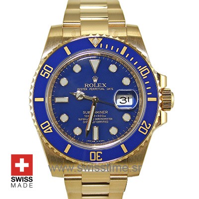 Rolex Submariner 18k Gold Blue Dial Ceramic Bezel | Swisstime