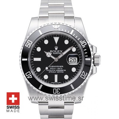 Rolex Oyster Perpetual Date Submariner Black Swisstime Watch