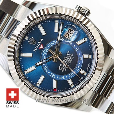 Rolex Sky Dweller Blue Dial | White Gold Swiss Replica Watch