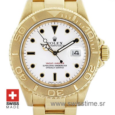 Rolex Yacht Master White Dial Yellow Gold Swiss Replica Watch