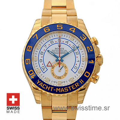 Rolex Yacht-Master 2 White Dial | 18k Gold Replica Watch