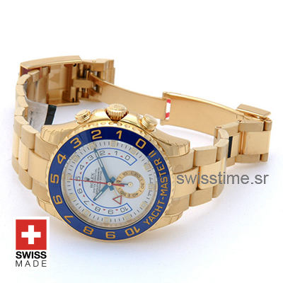 Rolex Yacht-Master 2 White Dial | 18k Gold Replica Watch