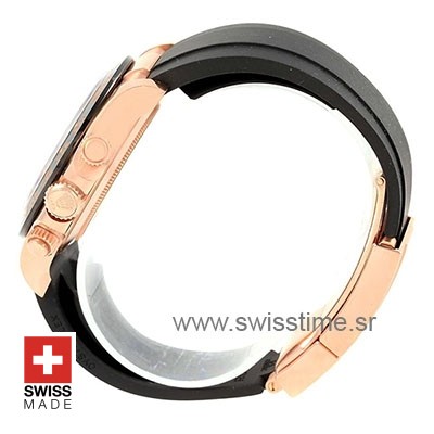 Rolex 2017 Daytona 18k Rose Gold Ceramic Bezel Chocolate Dial Rubber Band 40mm Swiss Replica watch