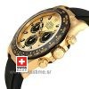 Rolex Daytona 18k Yellow Gold Ceramic Bezel Gold Dial Rubber Band 40mm Swiss Replica watch